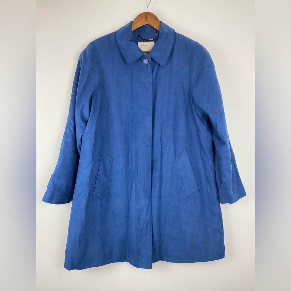 Appleseed’s size Petite Large Women’s Blue Faux Suede Button Front Coat
